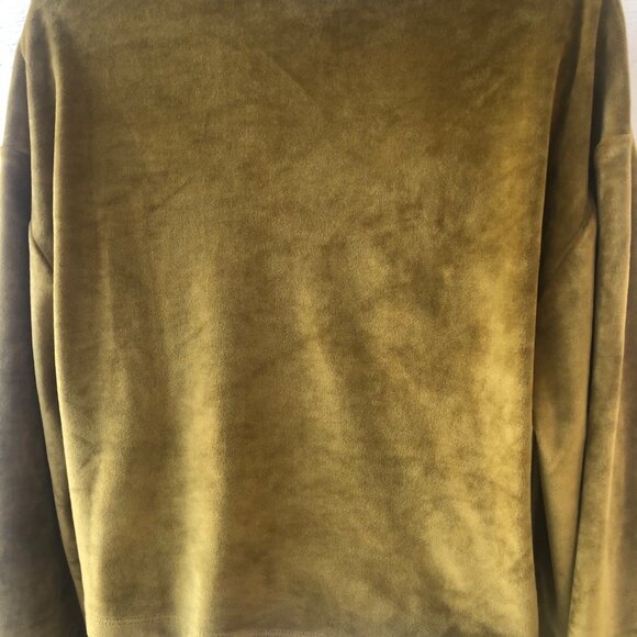 Double Zero Mystical Medium Olive Gold Velvety-Feel Long Sleeve Crop Top - Picture 9 of 13